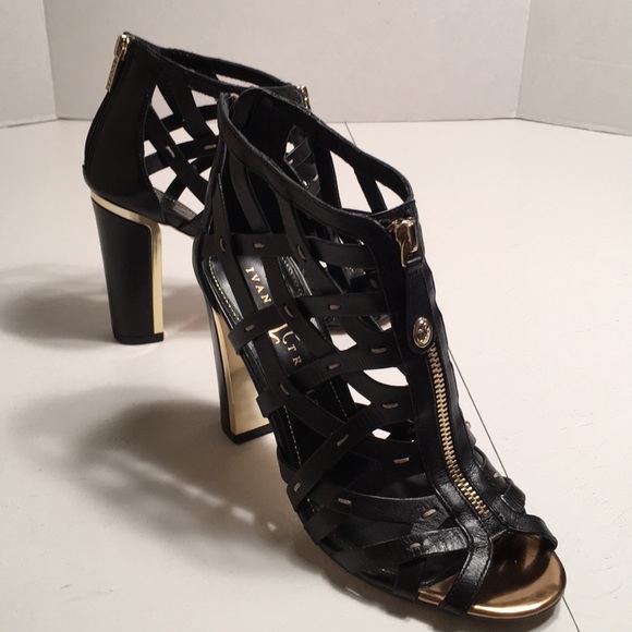 Ivanka Trump Leather Heel Sandals Black 8M - Picture 6 of 6